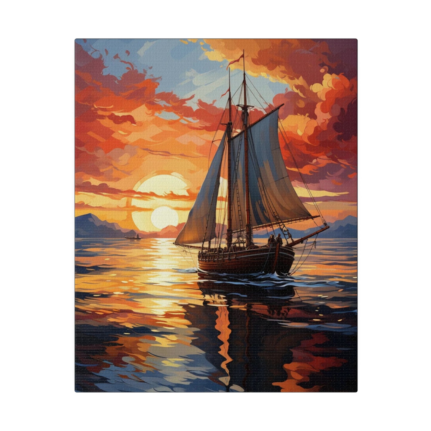 Sailing into the Sunset: Old Sailboat Canvas