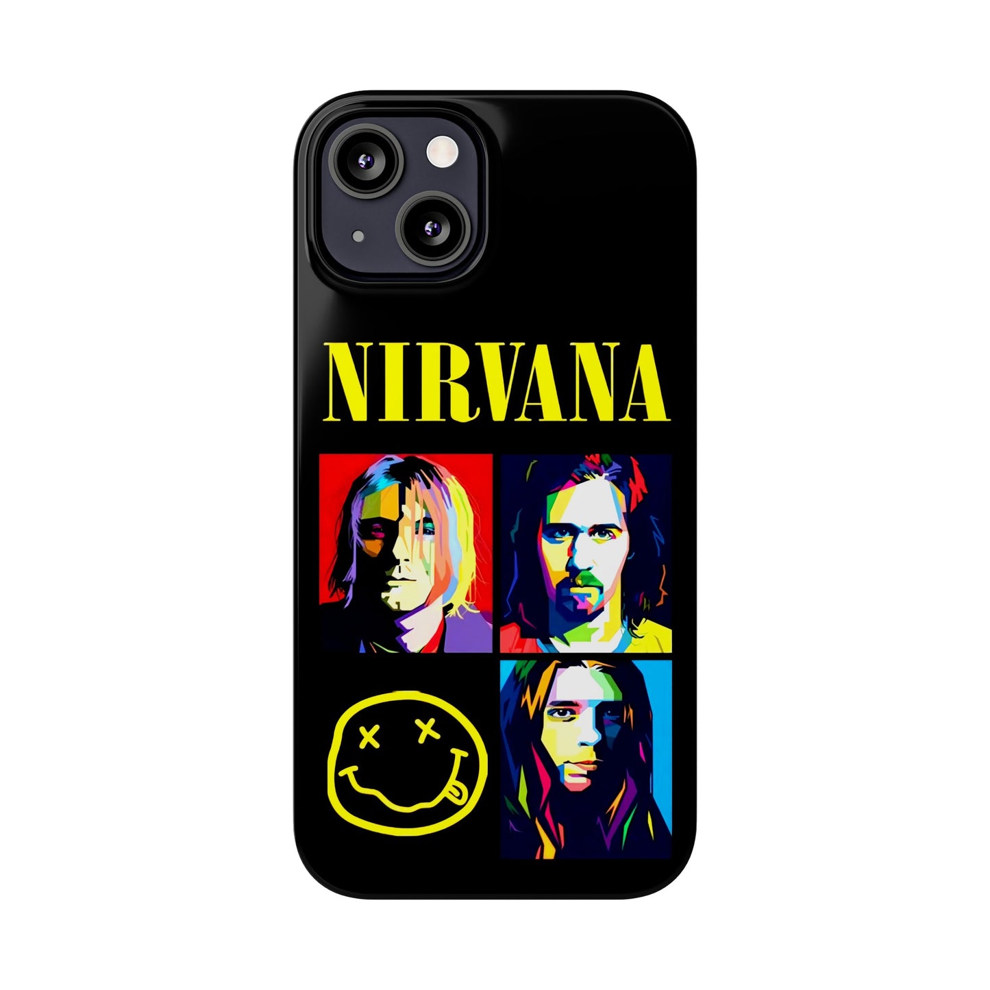 Nirvana Tribute: Kurt Cobain iPhone 15, 14, 13, 12, 11 Art in Black