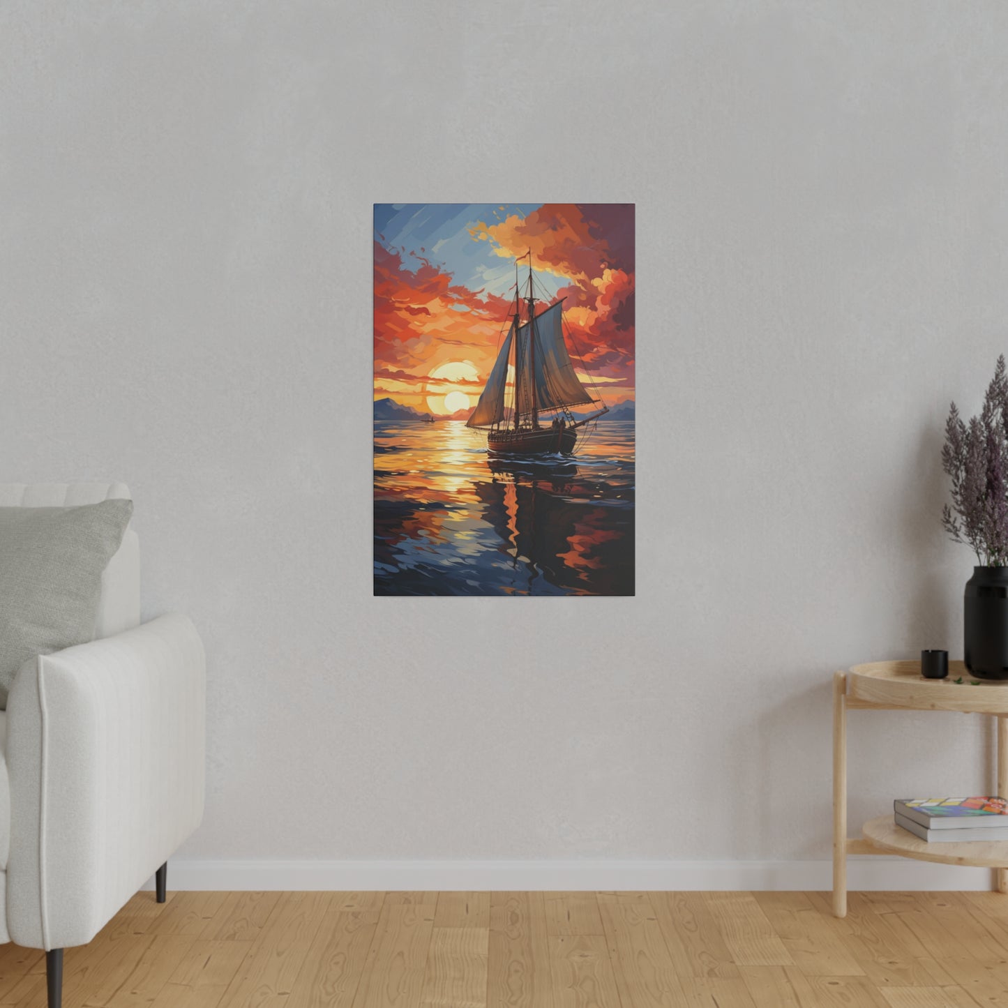 Sailing into the Sunset: Old Sailboat Canvas