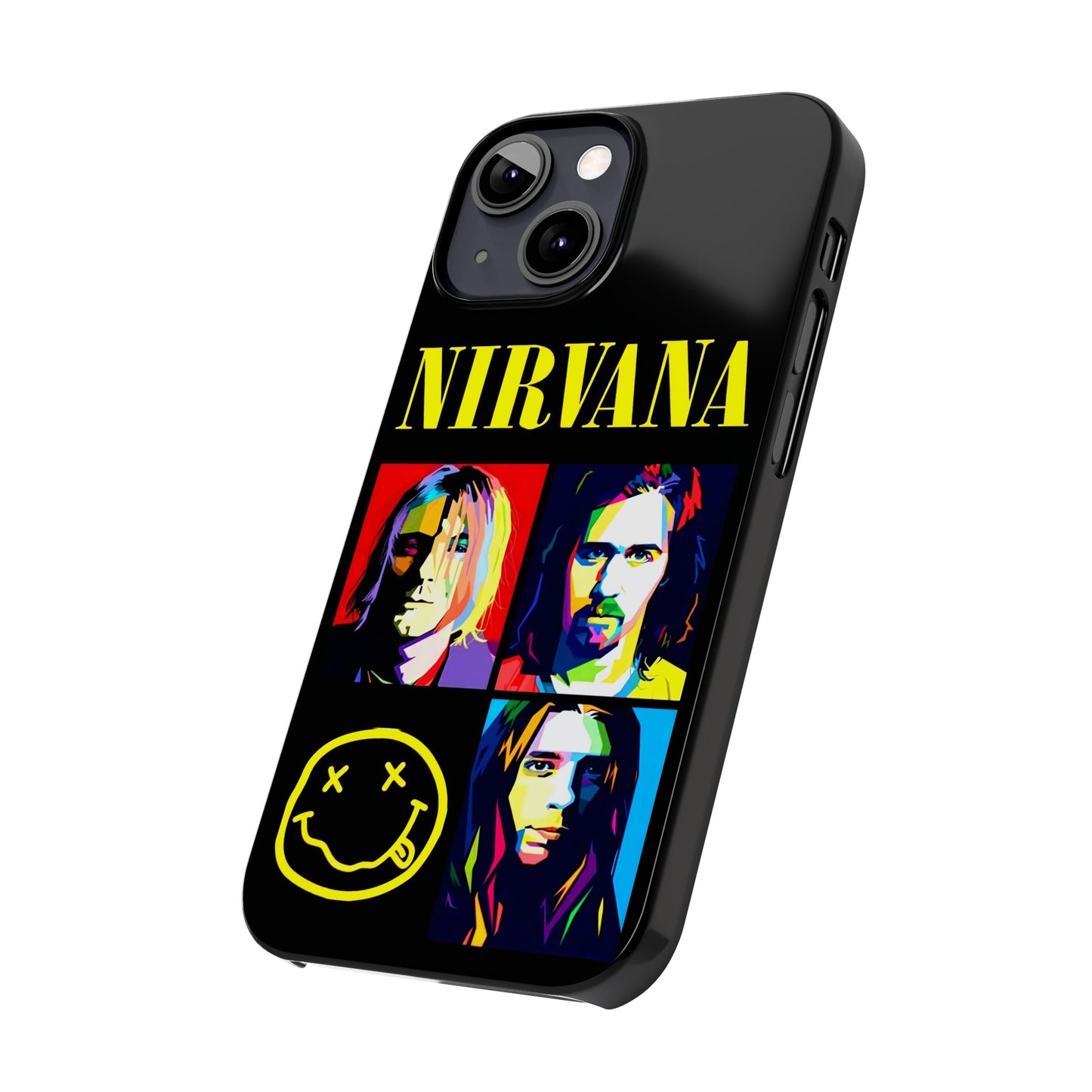 Nirvana Tribute: Kurt Cobain iPhone 15, 14, 13, 12, 11 Art in Black