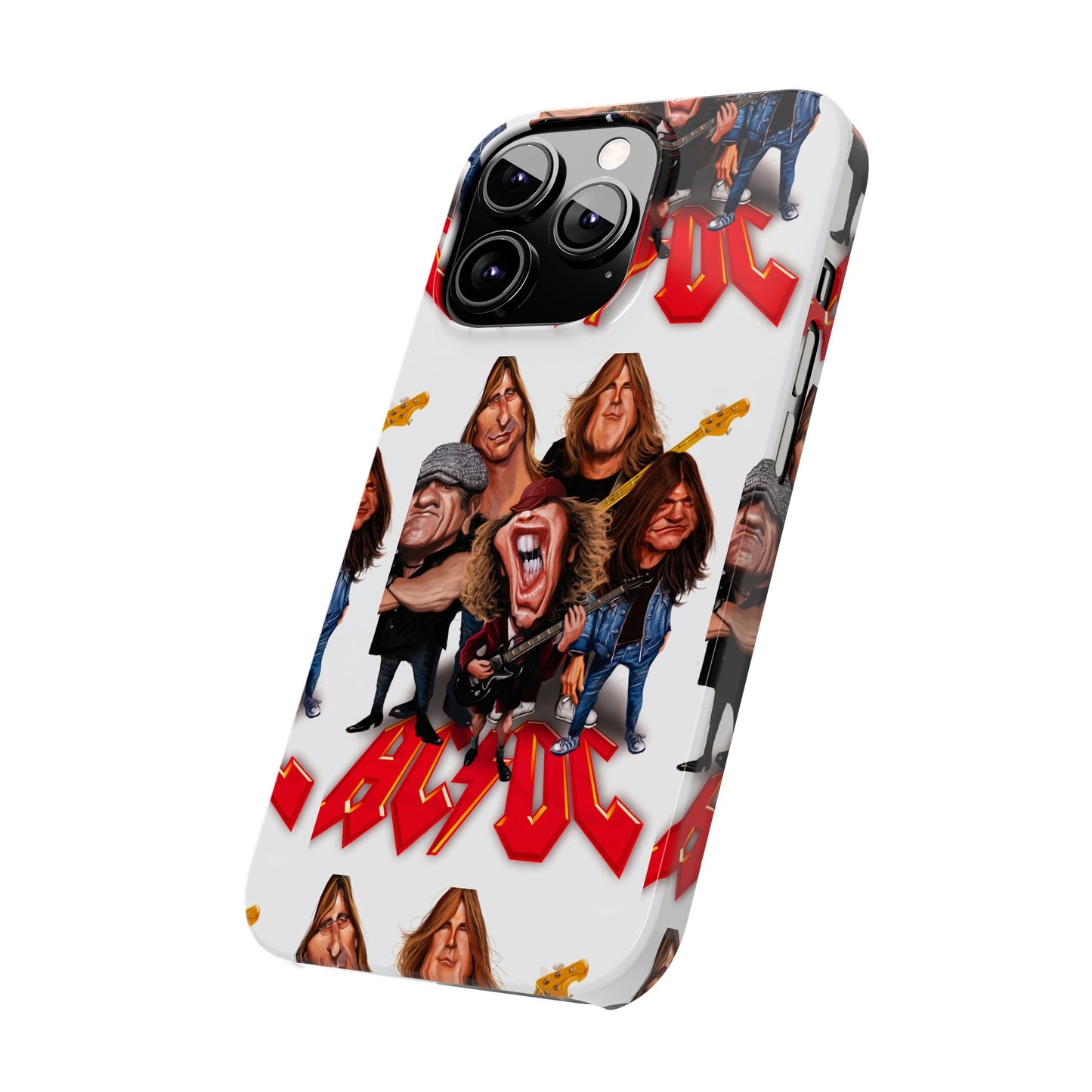 AC/DC Angus Young Rockin Caricatures iPhone 15, 14, 13, 12 Cases