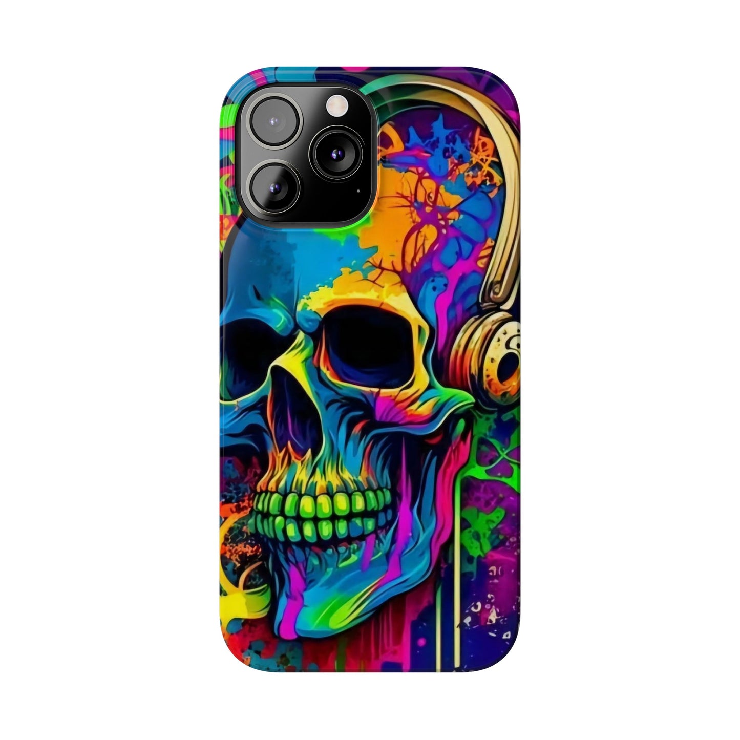 Skull Head with Headphones iPhone 15, 14, 13, 12 Cases: Rock Edition