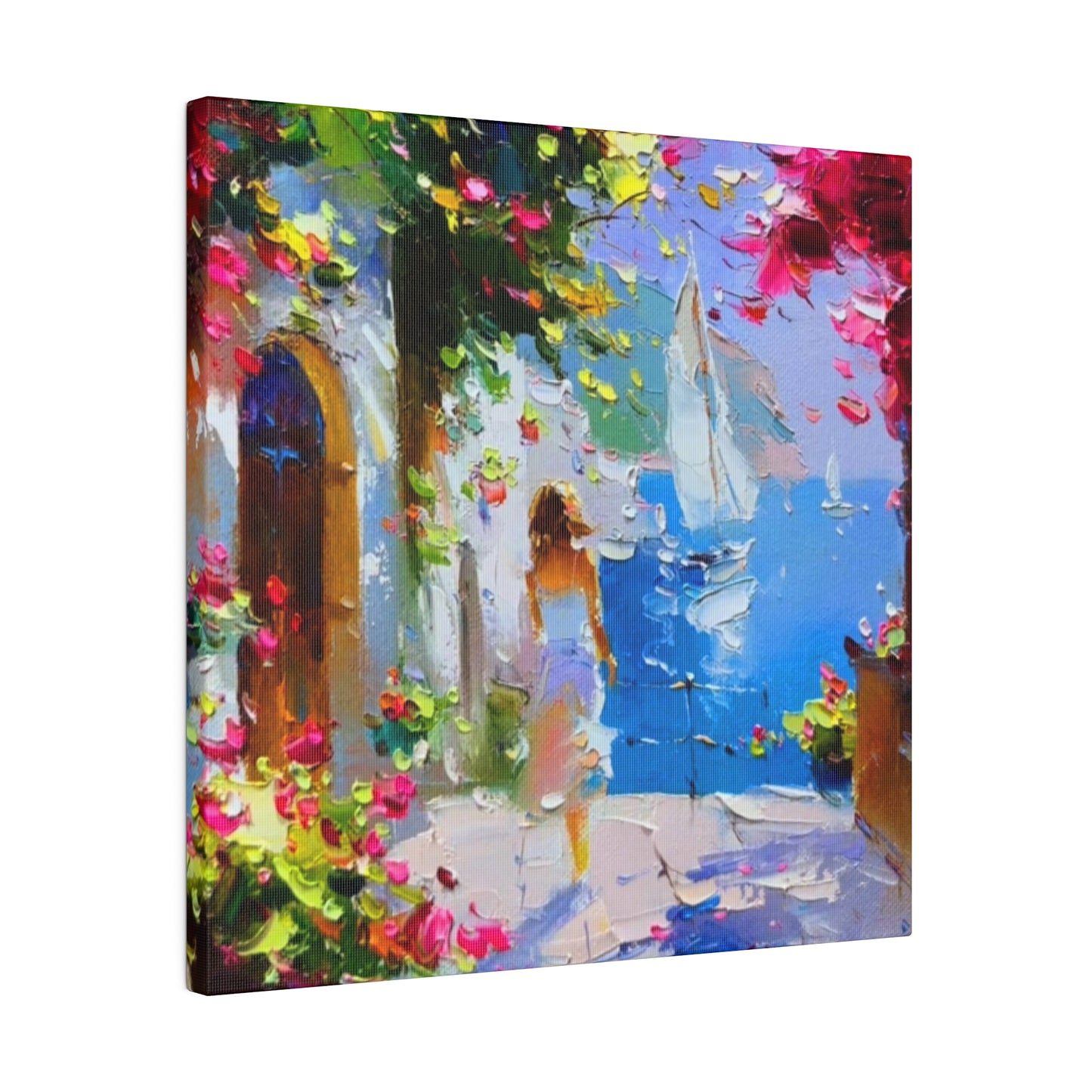 Seaside Elegance: Lady in White - Canvas