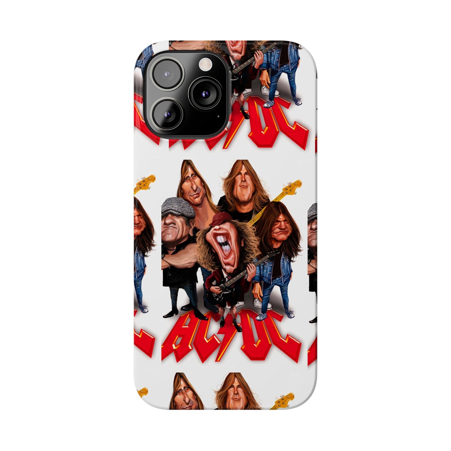 AC/DC Angus Young Rockin Caricatures iPhone 15, 14, 13, 12 Cases