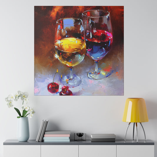 Cheers to Cherished Moments: White and Red Wine - Canvas