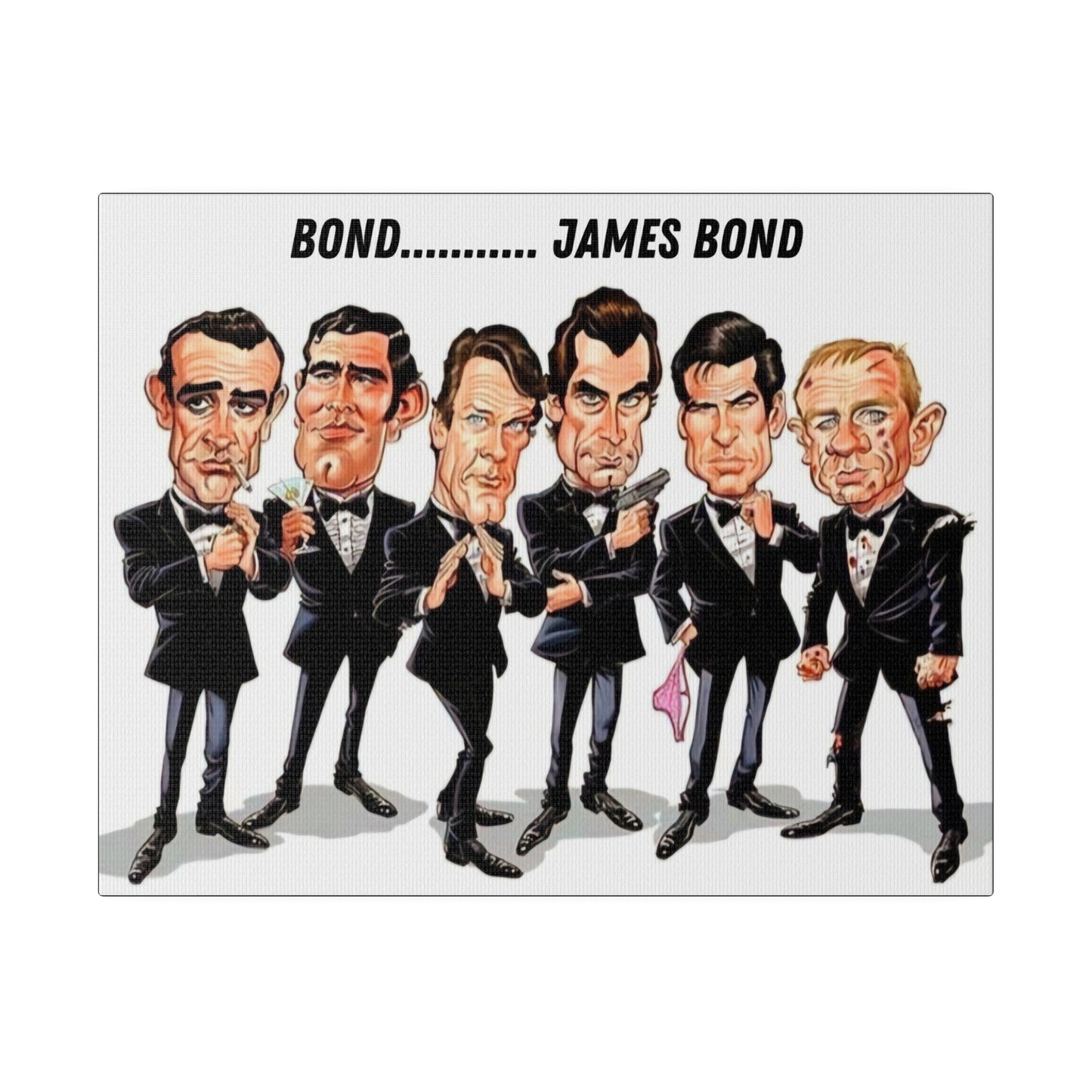 007 Caricature Collage: James Bond Canvas