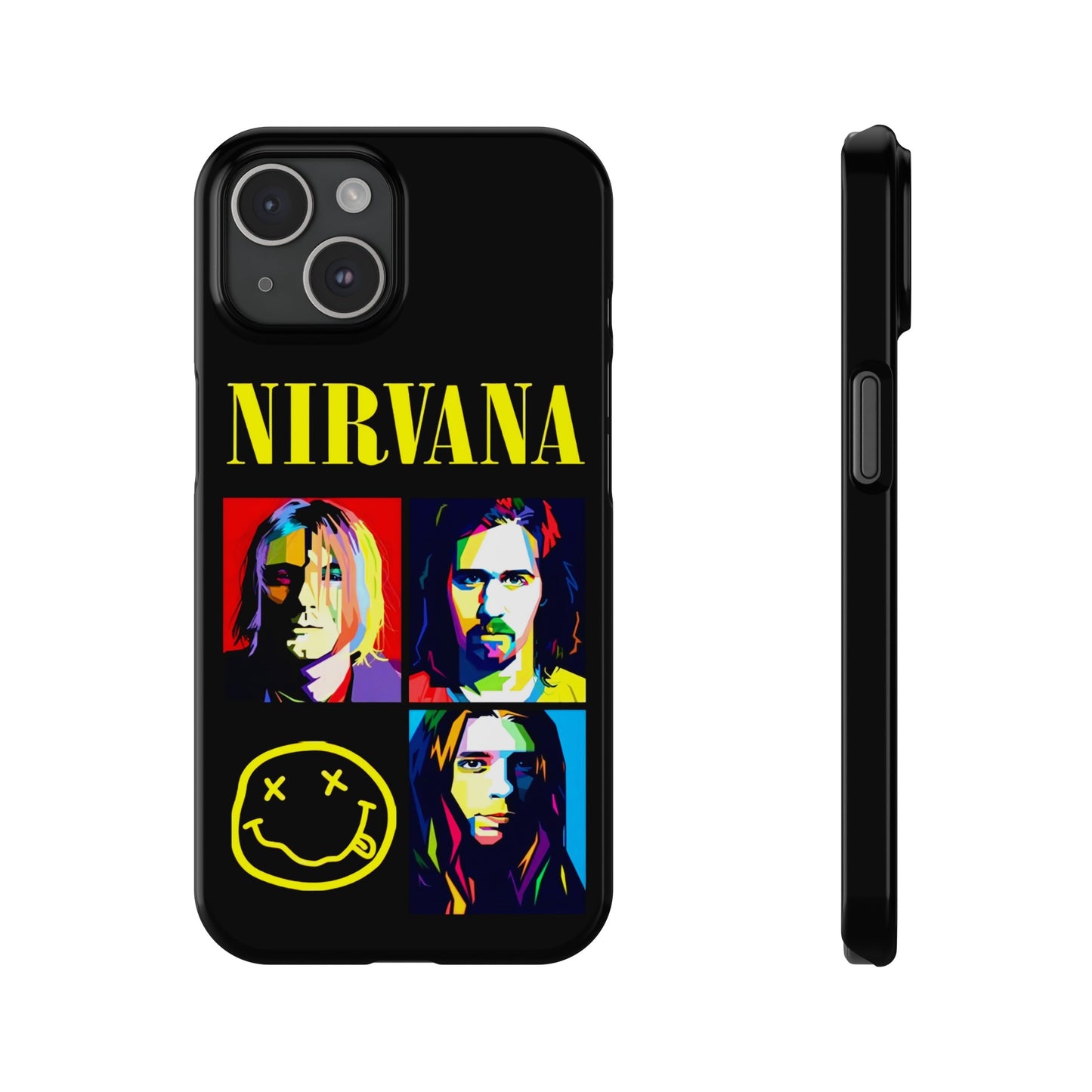 Nirvana Tribute: Kurt Cobain iPhone 15, 14, 13, 12, 11 Art in Black