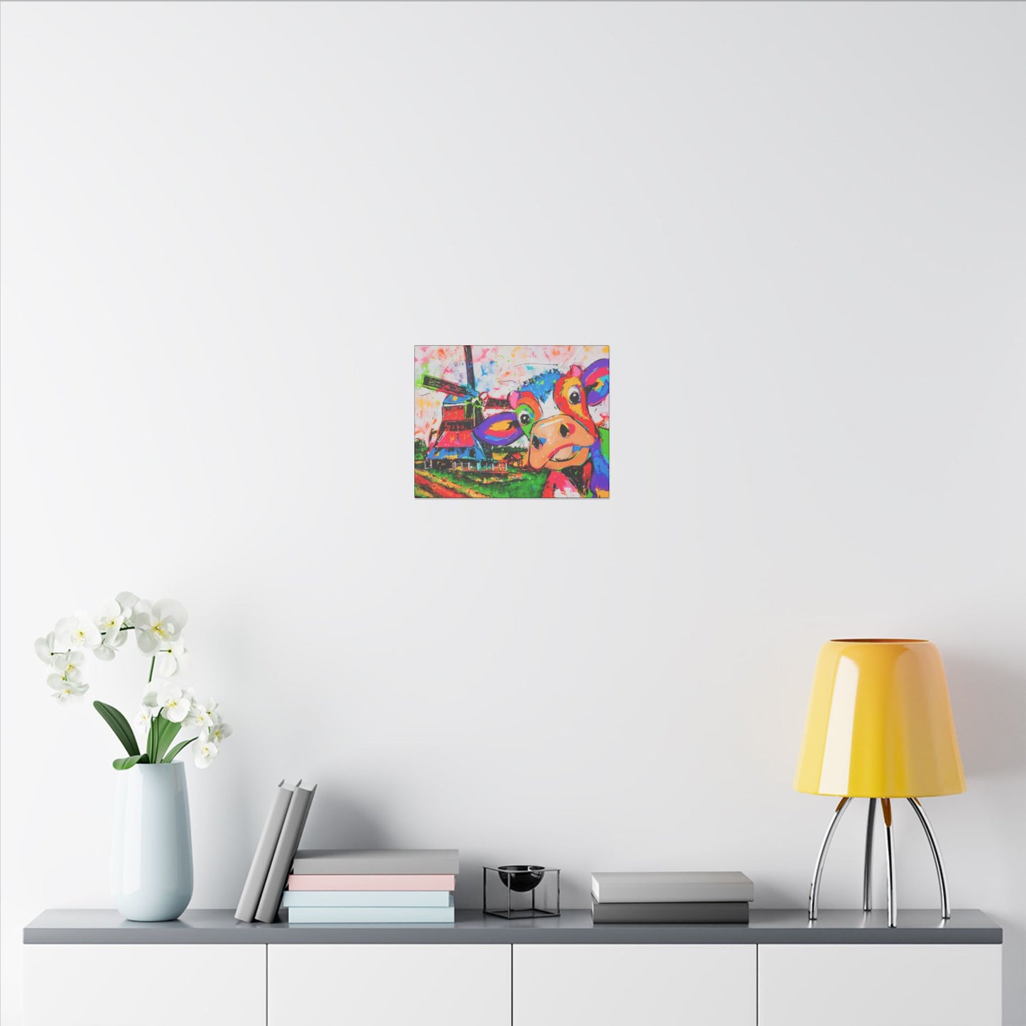 Windmill & Cow in Holland Canvas Art