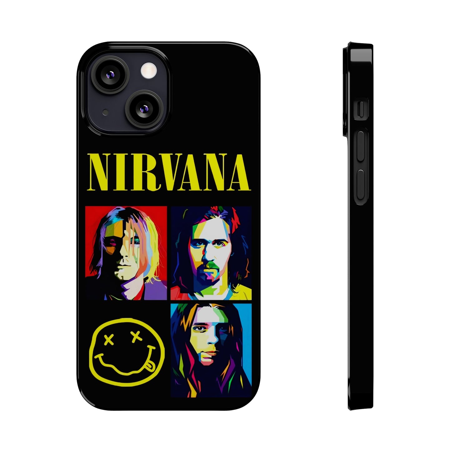 Nirvana Tribute: Kurt Cobain iPhone 15, 14, 13, 12, 11 Art in Black