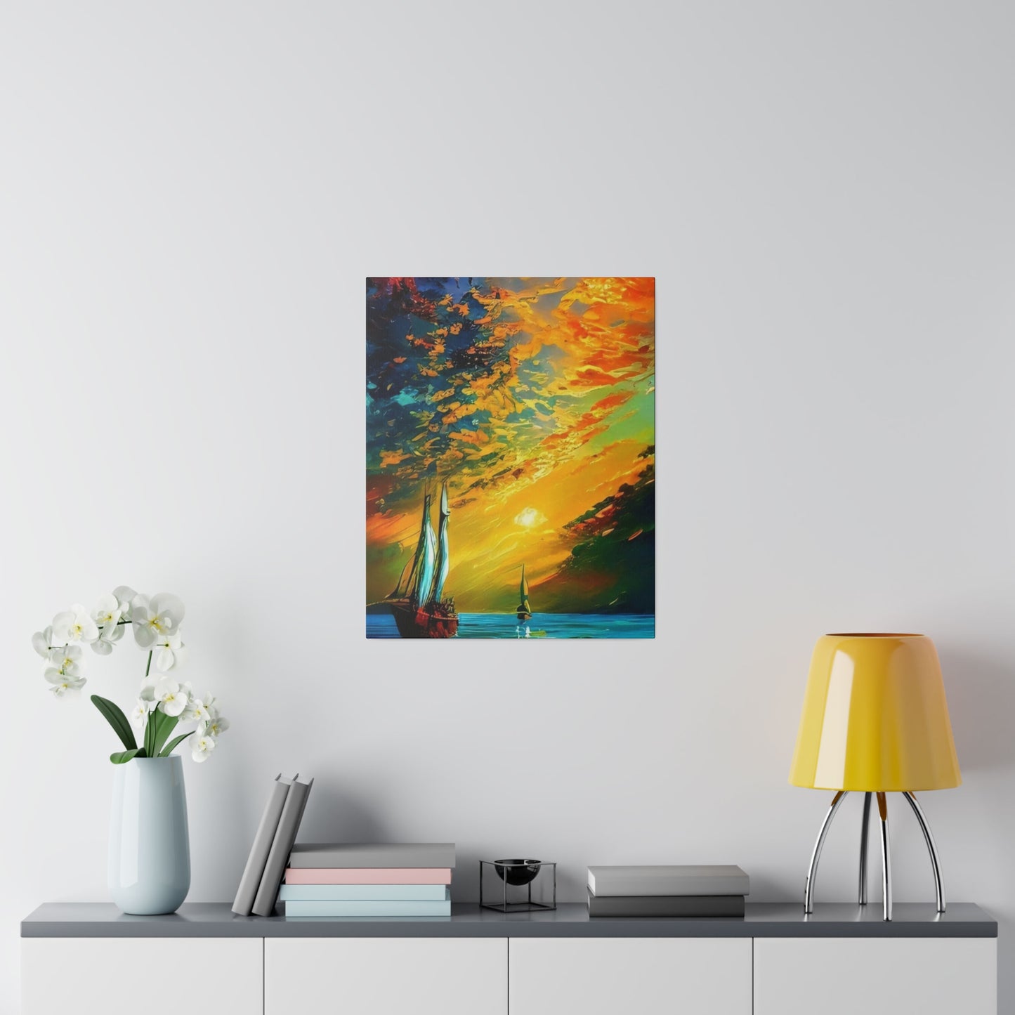 Sailing from the Sunset: Nautical Wall Art - Canvas