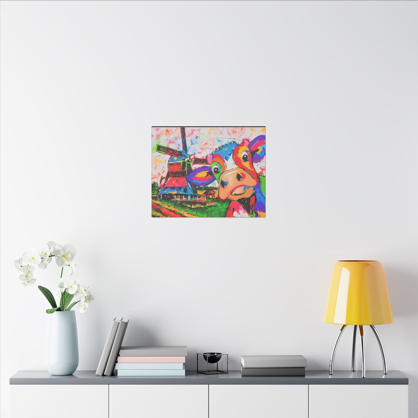 Windmill & Cow in Holland Canvas Art