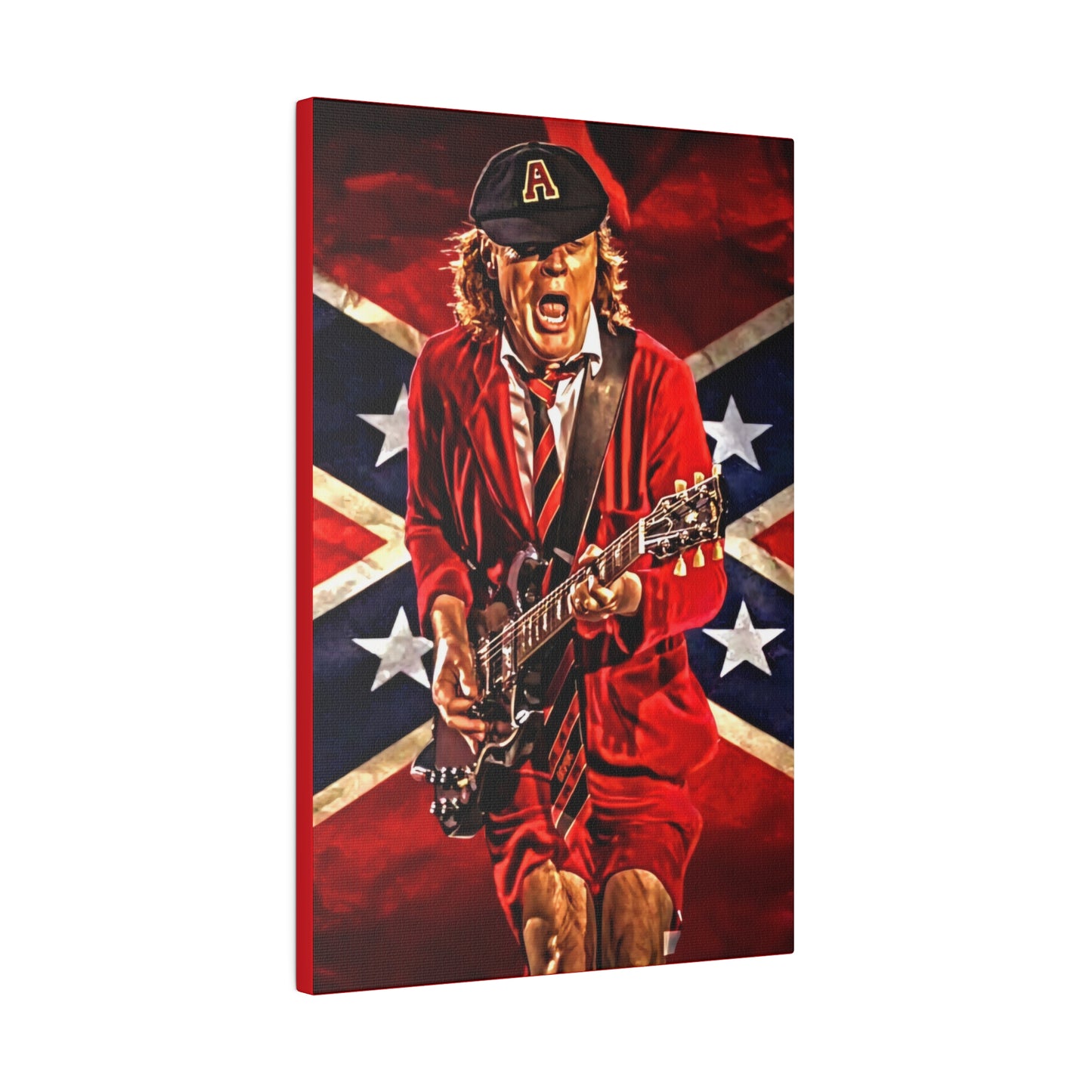 Angus Young from ACDC Guitar Playing - Canvas