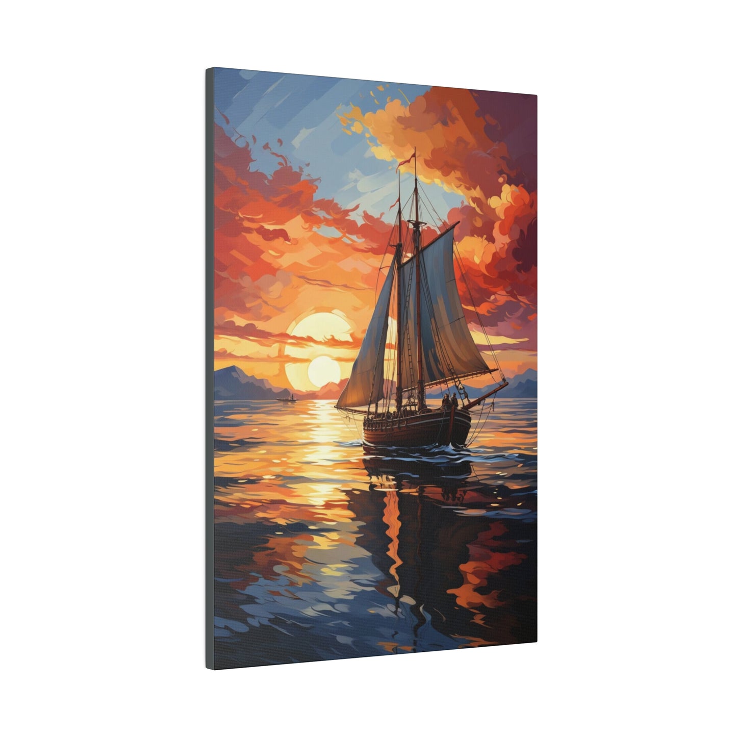 Sailing into the Sunset: Old Sailboat Canvas
