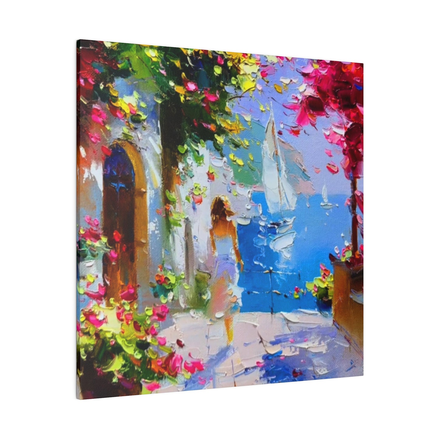 Seaside Elegance: Lady in White - Canvas