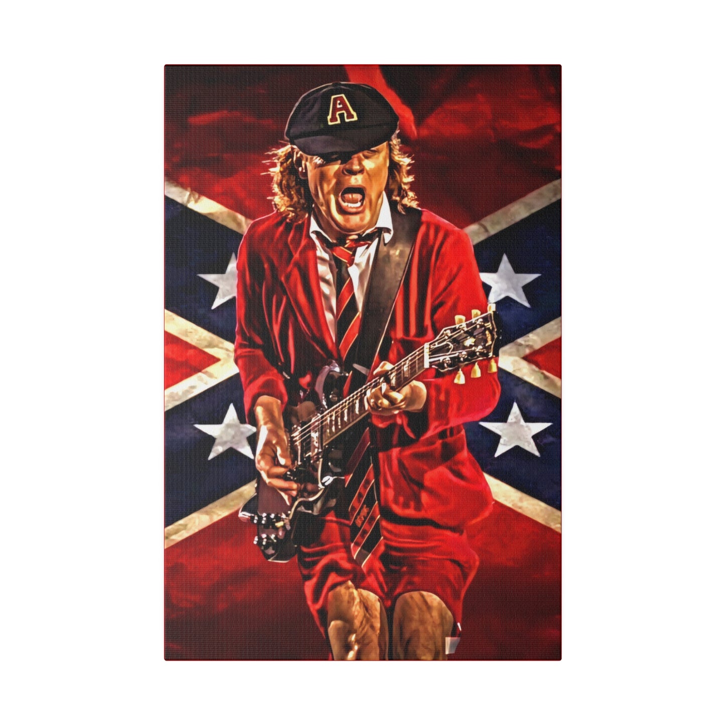 Angus Young from ACDC Guitar Playing - Canvas