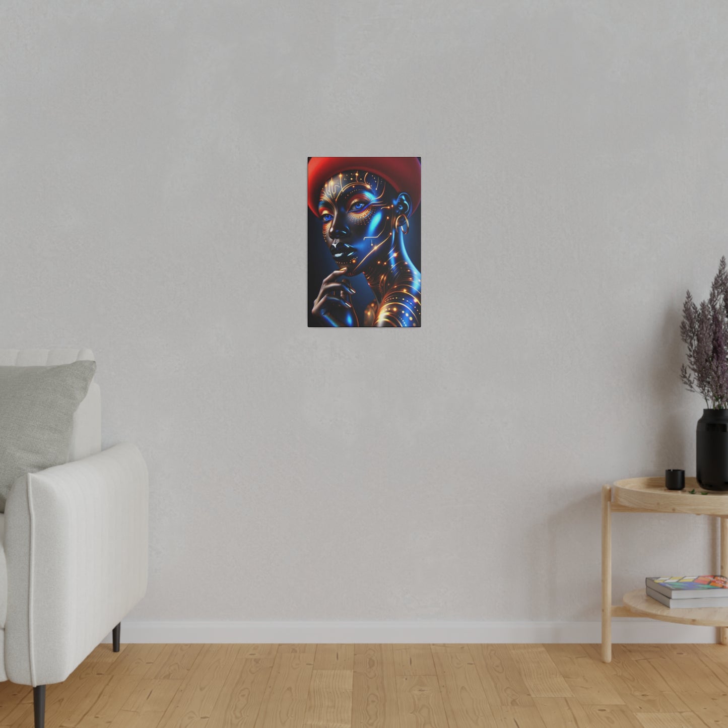 Golden Elegance: Crimson Concealment - Canvas