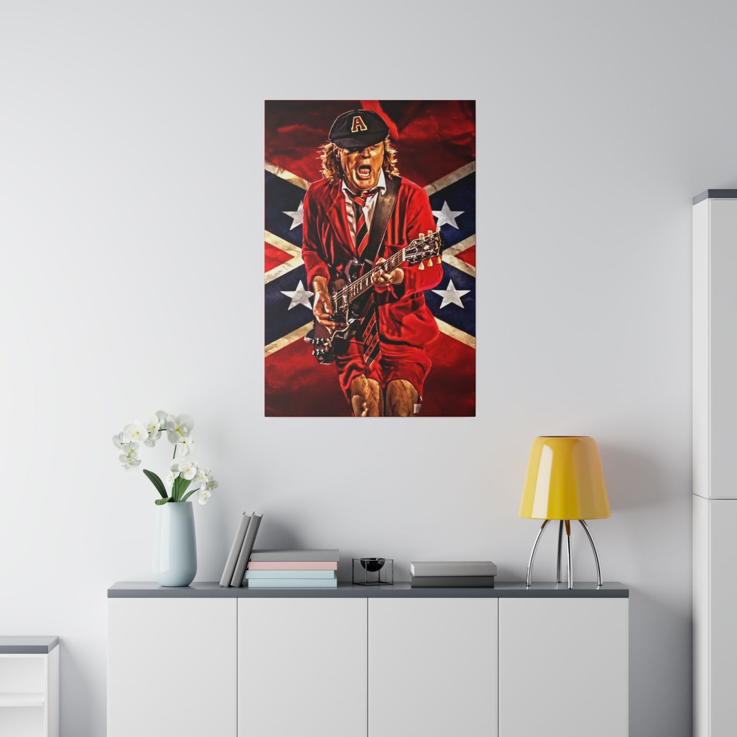 Angus Young from ACDC Guitar Playing - Canvas