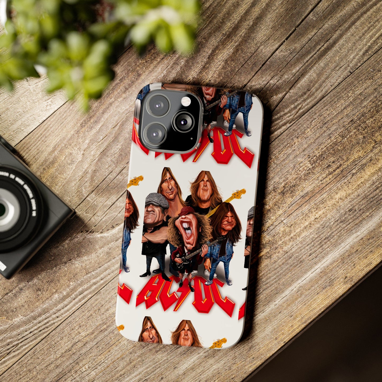 AC/DC Angus Young Rockin Caricatures iPhone 15, 14, 13, 12 Cases