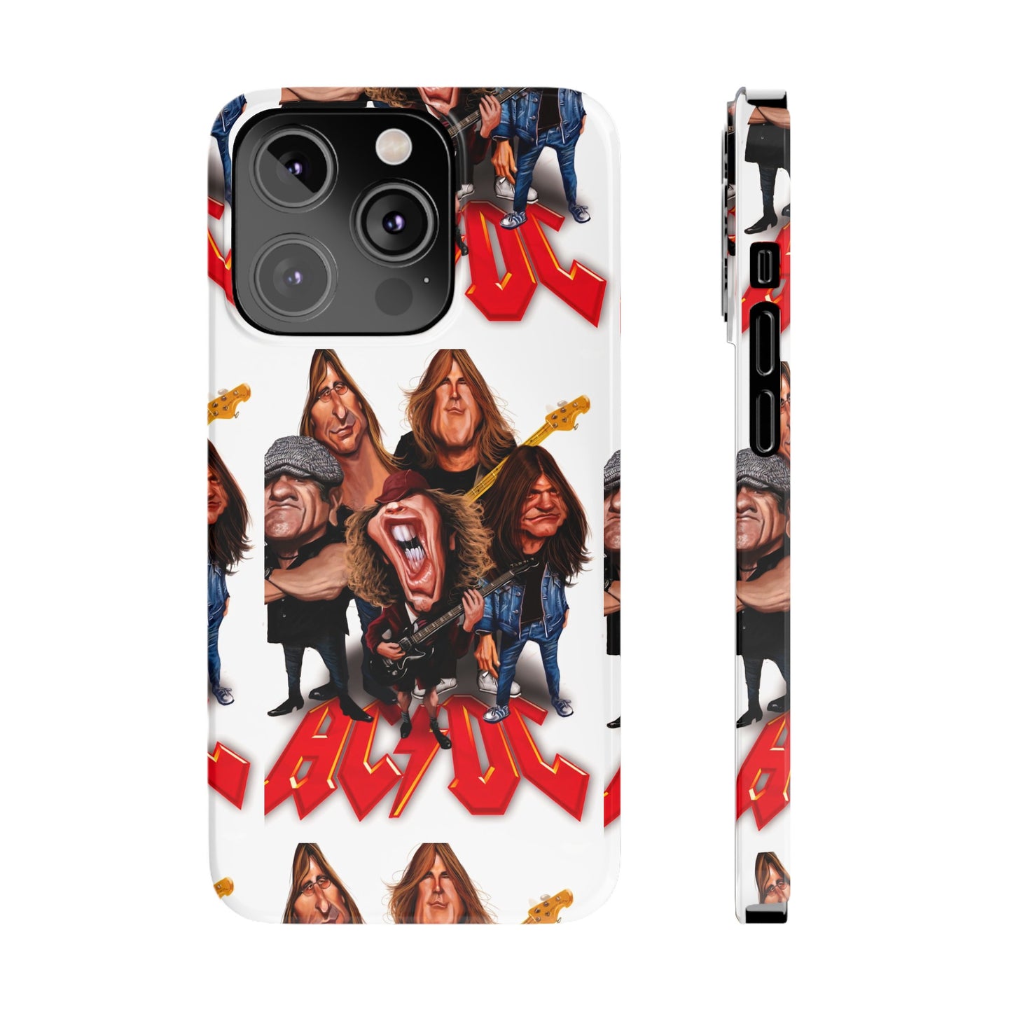 AC/DC Angus Young Rockin Caricatures iPhone 15, 14, 13, 12 Cases