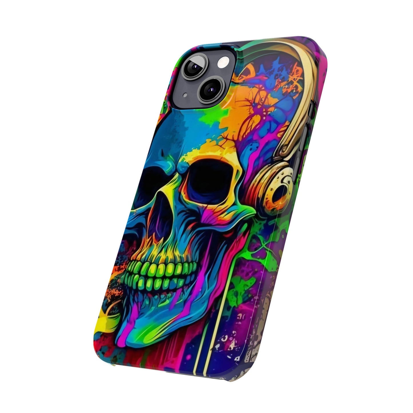 Skull Head with Headphones iPhone 15, 14, 13, 12 Cases: Rock Edition