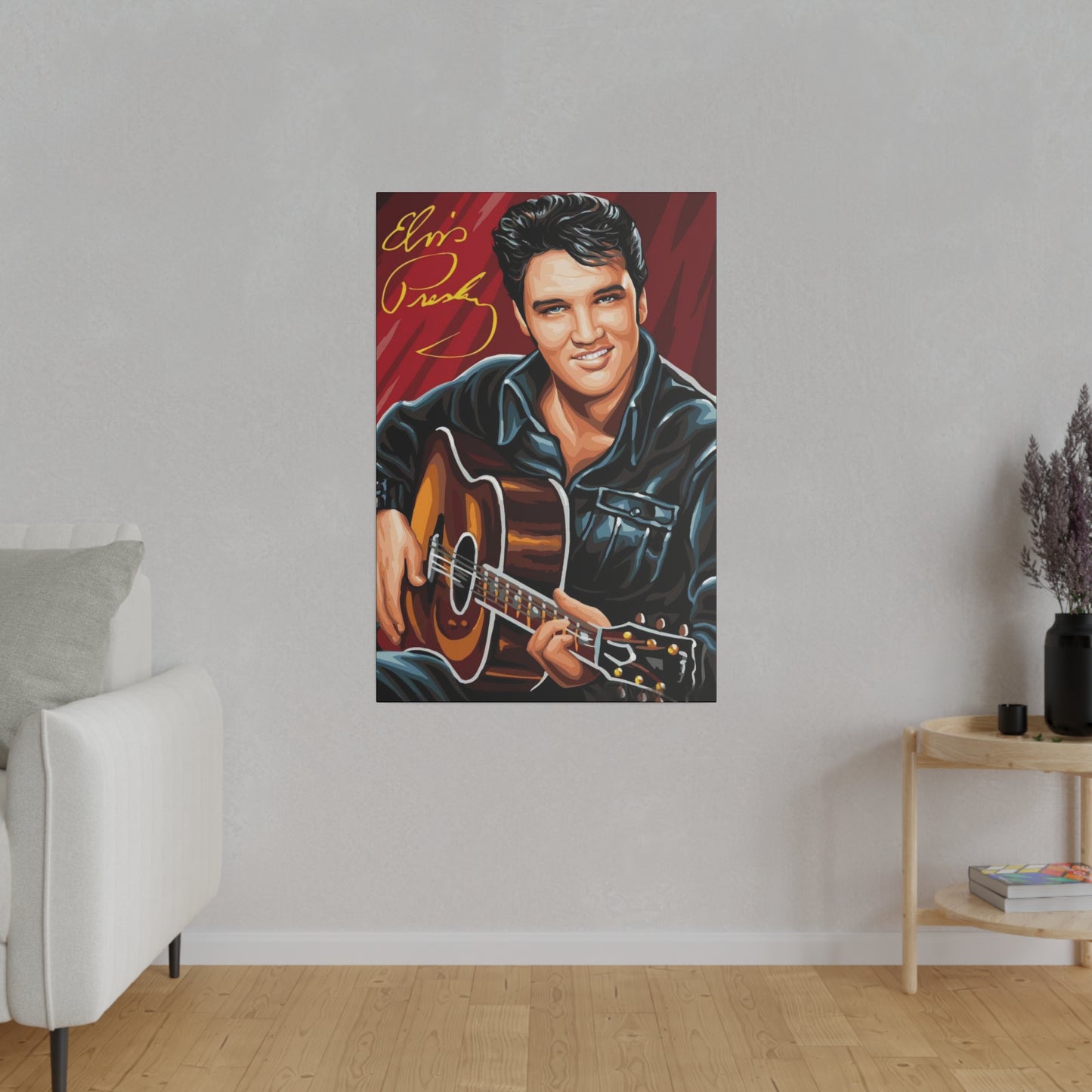 Elvis Presley on his Guitar Canvas