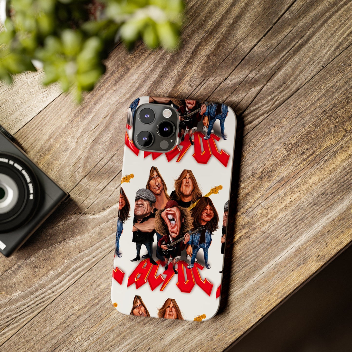 AC/DC Angus Young Rockin Caricatures iPhone 15, 14, 13, 12 Cases