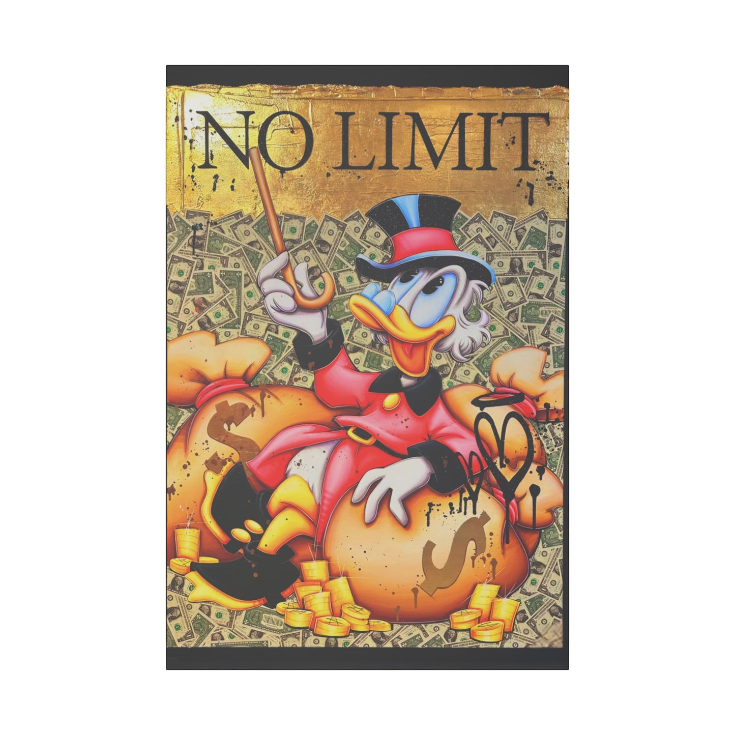 Canvas Art: Dagobert Duck Swimming in Money!