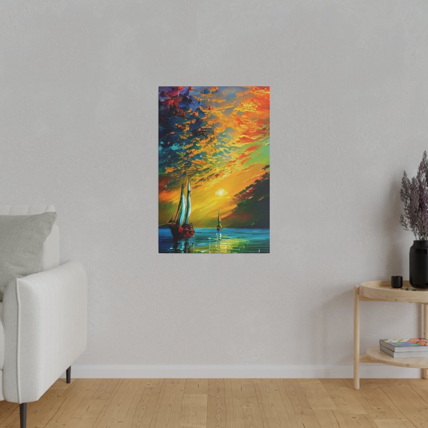 Sailing from the Sunset: Nautical Wall Art - Canvas