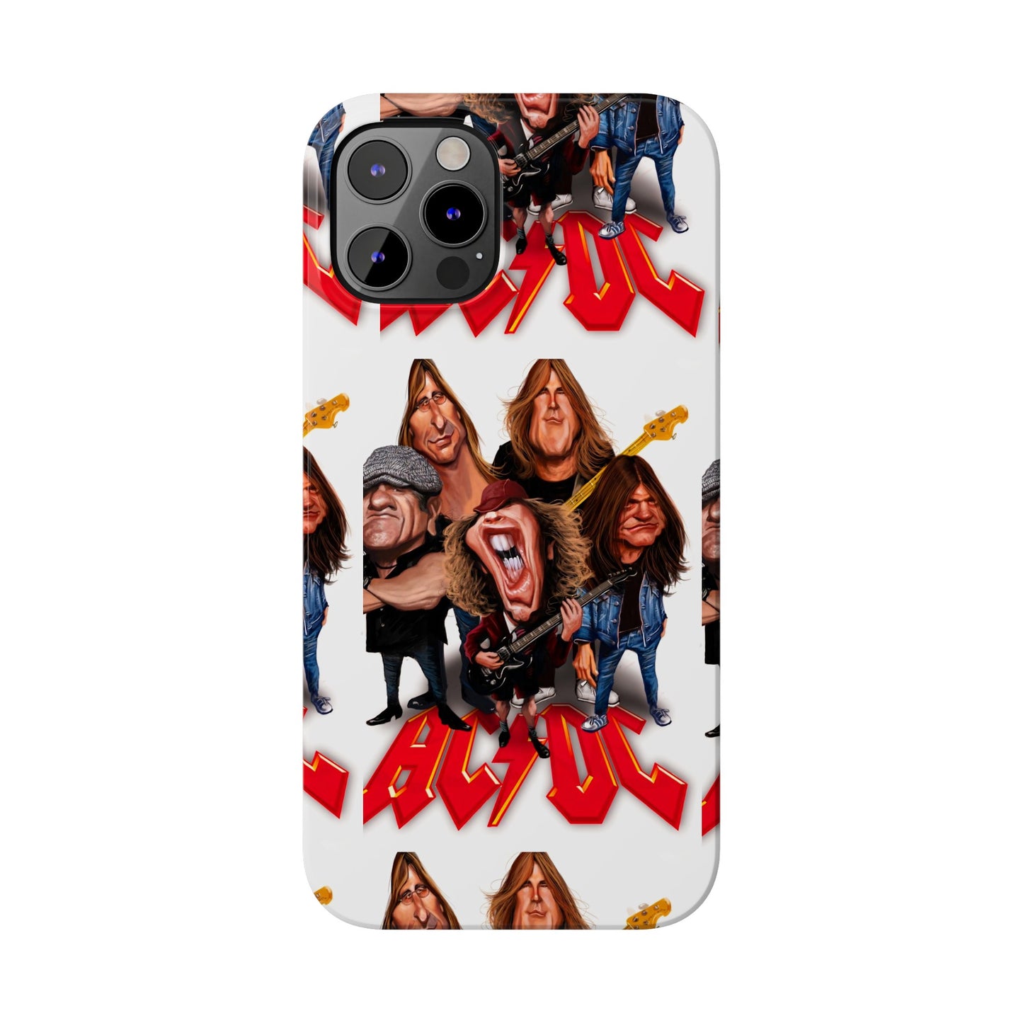 AC/DC Angus Young Rockin Caricatures iPhone 15, 14, 13, 12 Cases
