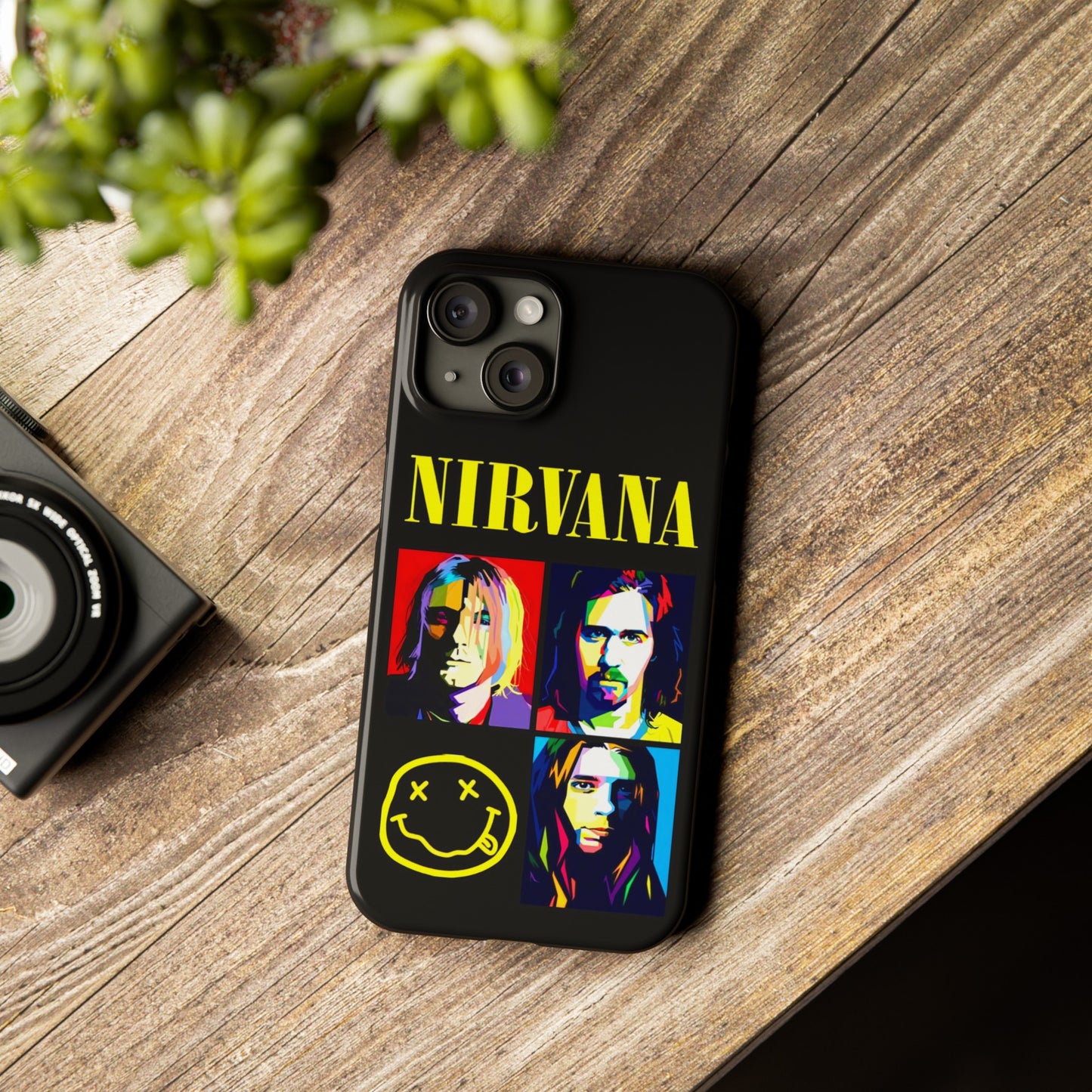 Nirvana Tribute: Kurt Cobain iPhone 15, 14, 13, 12, 11 Art in Black