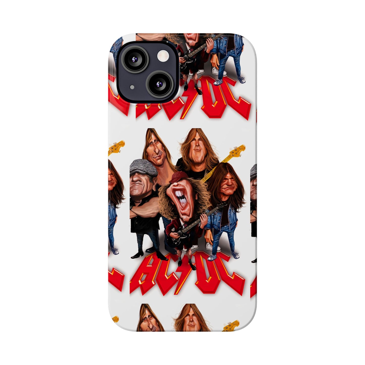 AC/DC Angus Young Rockin Caricatures iPhone 15, 14, 13, 12 Cases