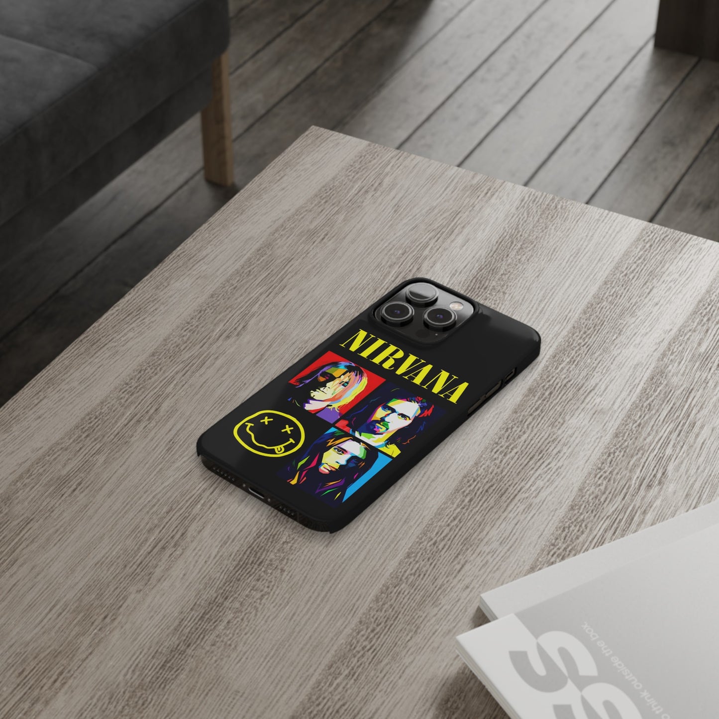Nirvana Tribute: Kurt Cobain iPhone 15, 14, 13, 12, 11 Art in Black
