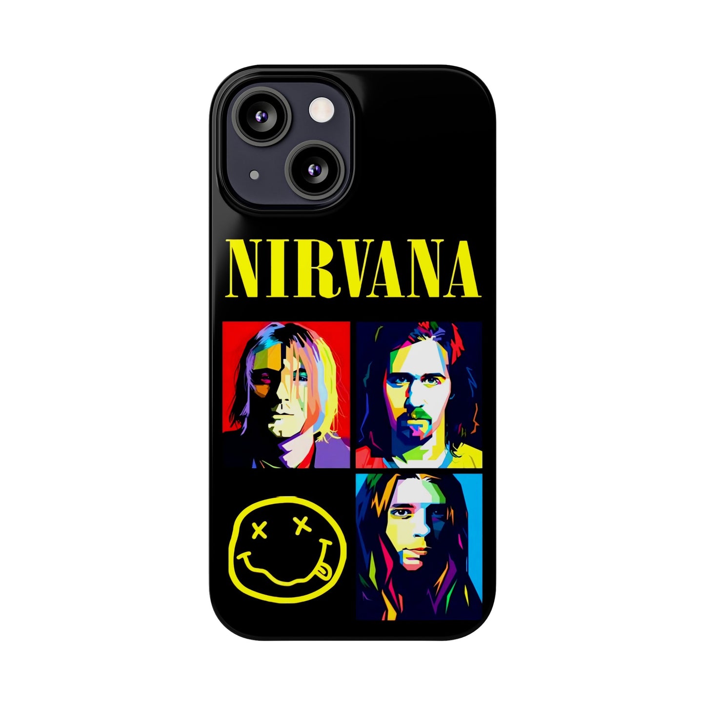 Nirvana Tribute: Kurt Cobain iPhone 15, 14, 13, 12, 11 Art in Black