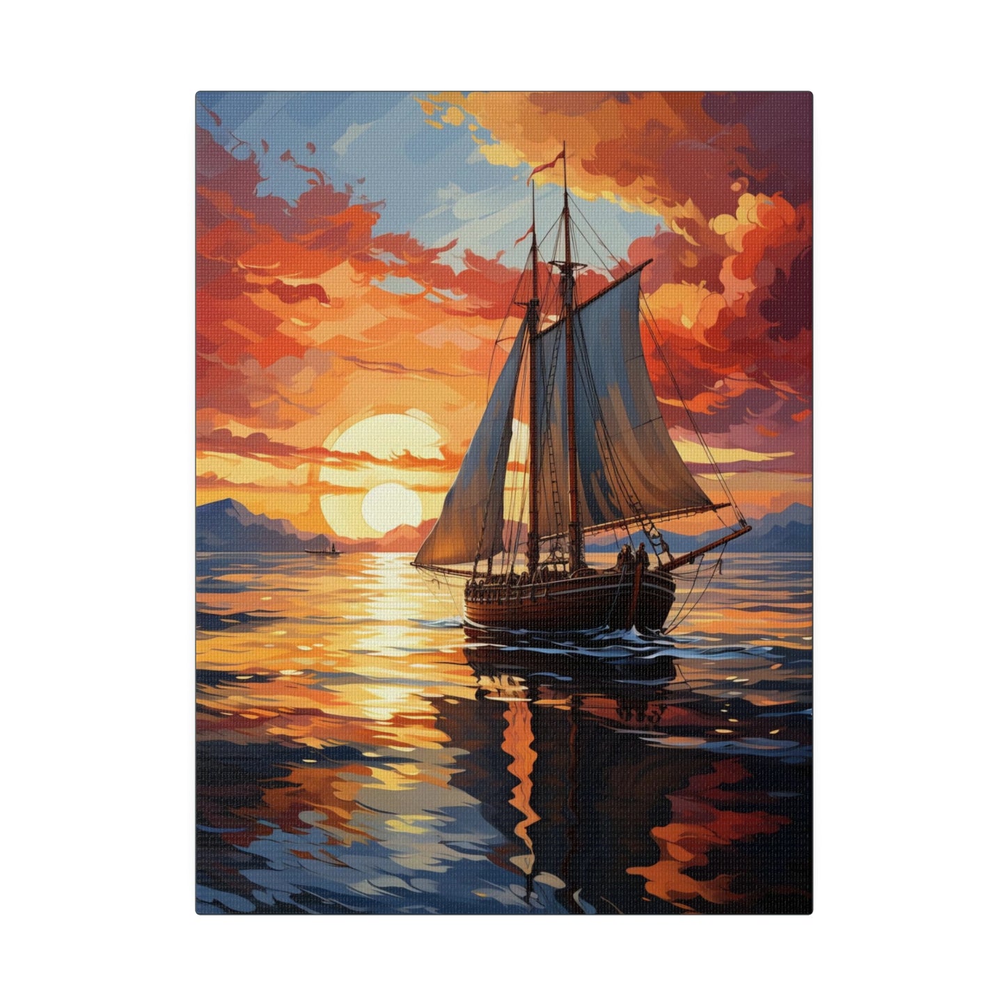 Sailing into the Sunset: Old Sailboat Canvas