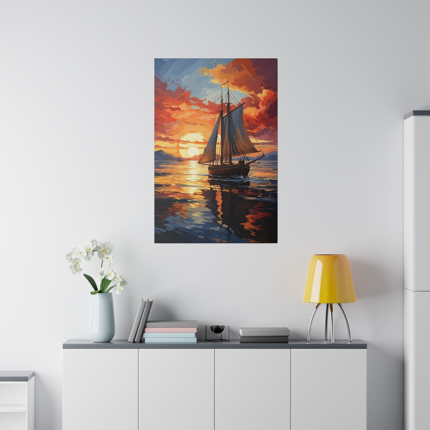 Sailing into the Sunset: Old Sailboat Canvas
