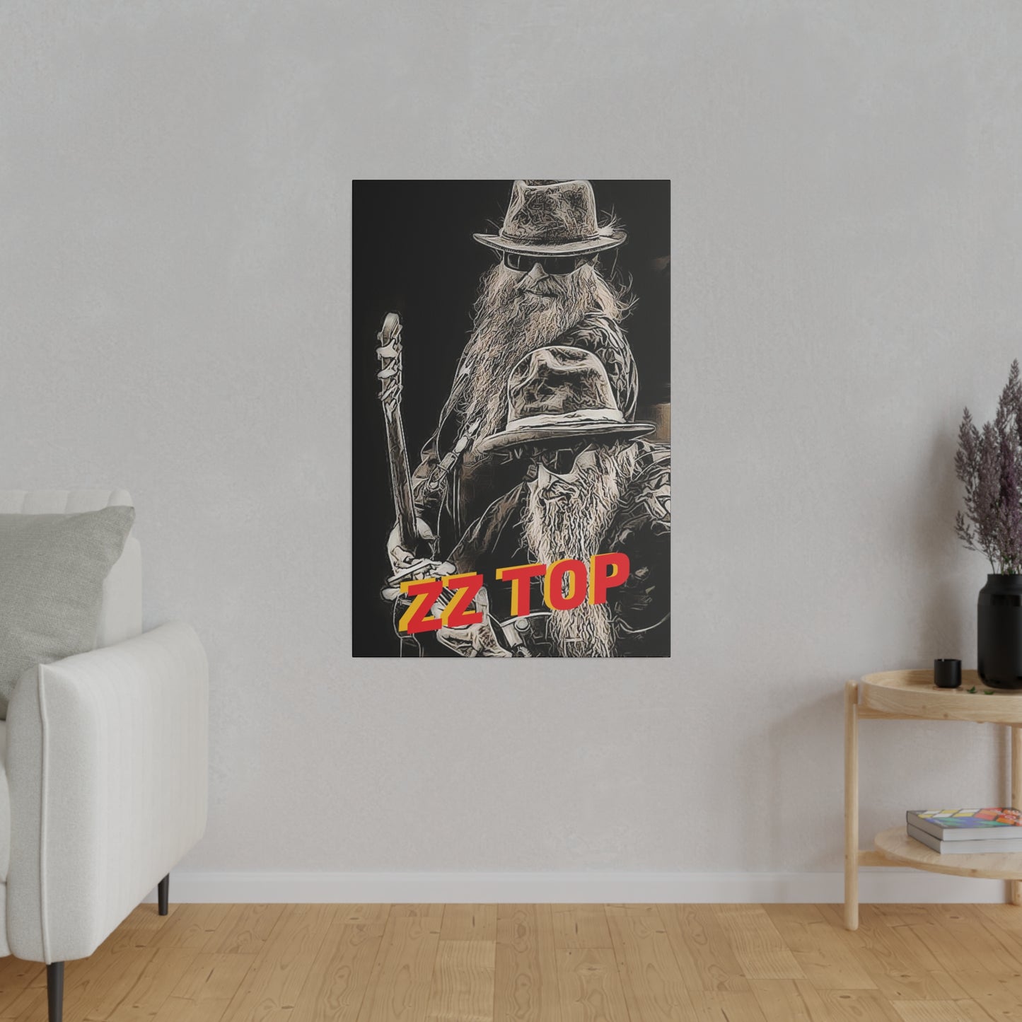 ZZ Top with Beard and Hat" Canvas