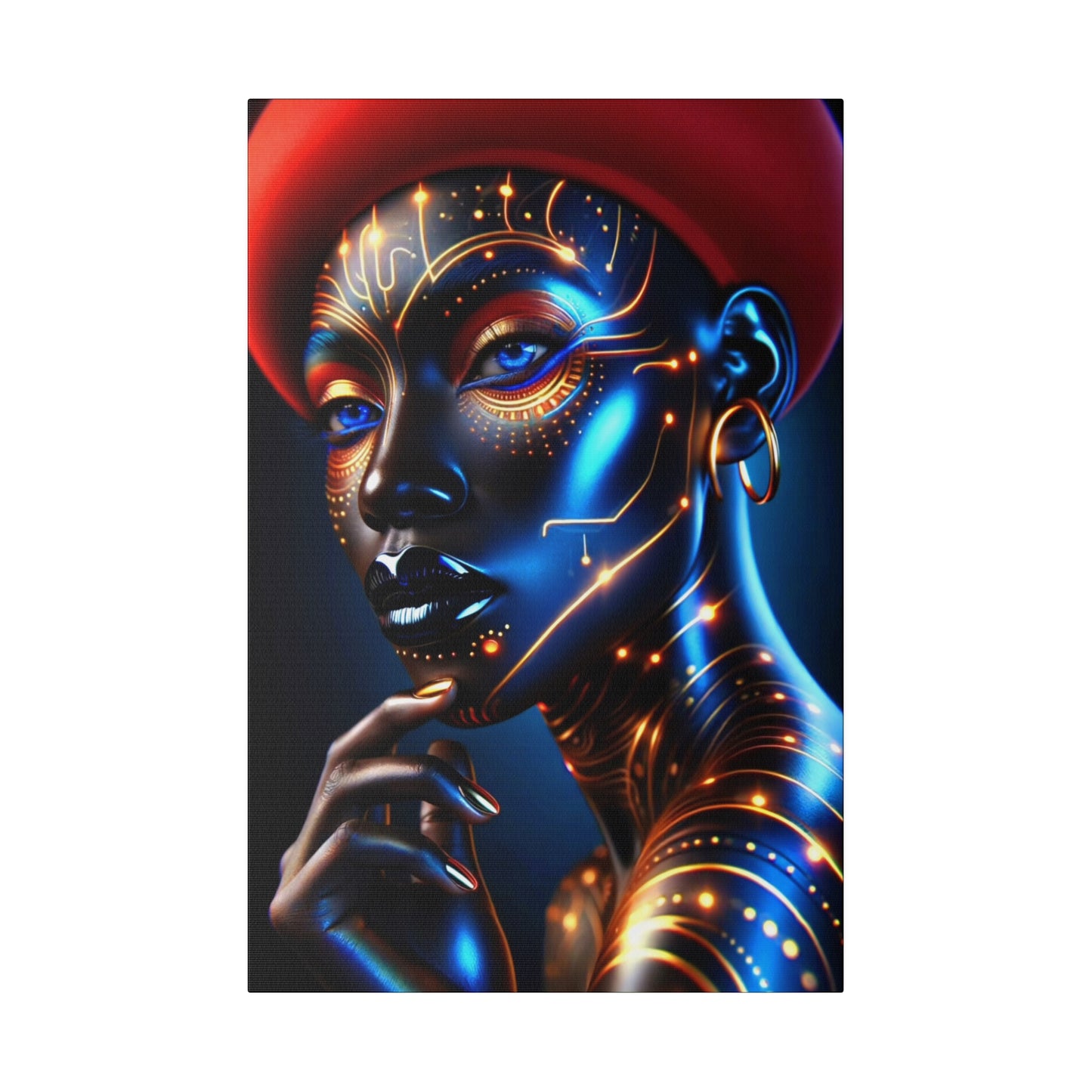 Golden Elegance: Crimson Concealment - Canvas