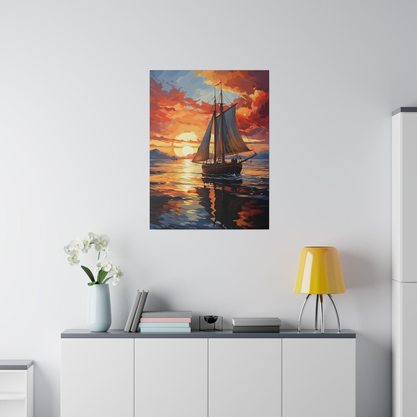 Sailing into the Sunset: Old Sailboat Canvas
