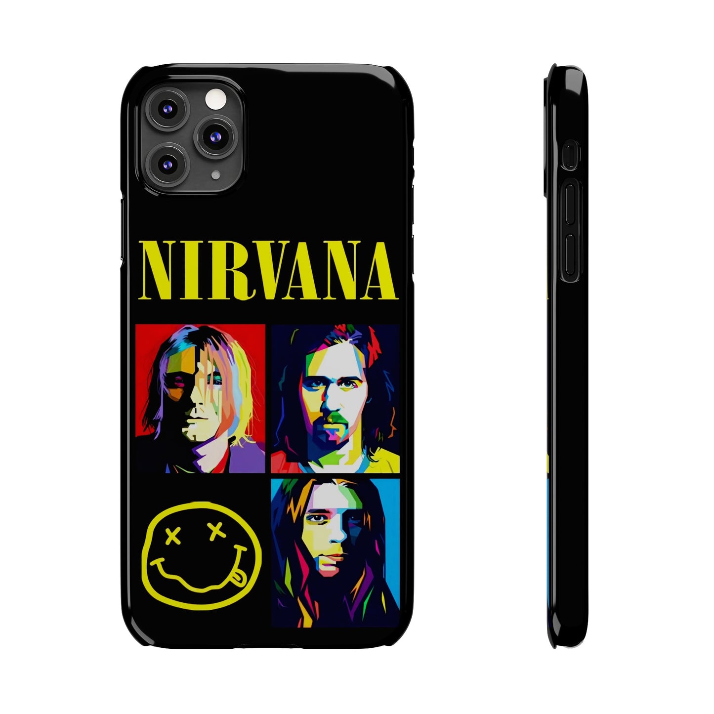Nirvana Tribute: Kurt Cobain iPhone 15, 14, 13, 12, 11 Art in Black