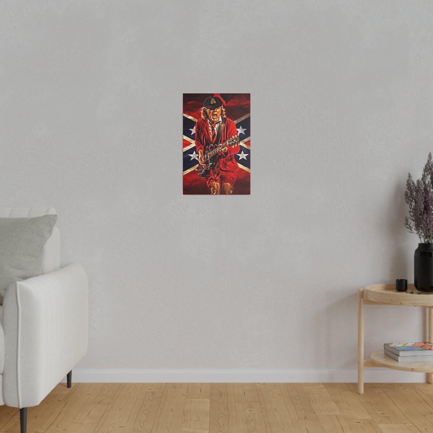 Angus Young from ACDC Guitar Playing - Canvas