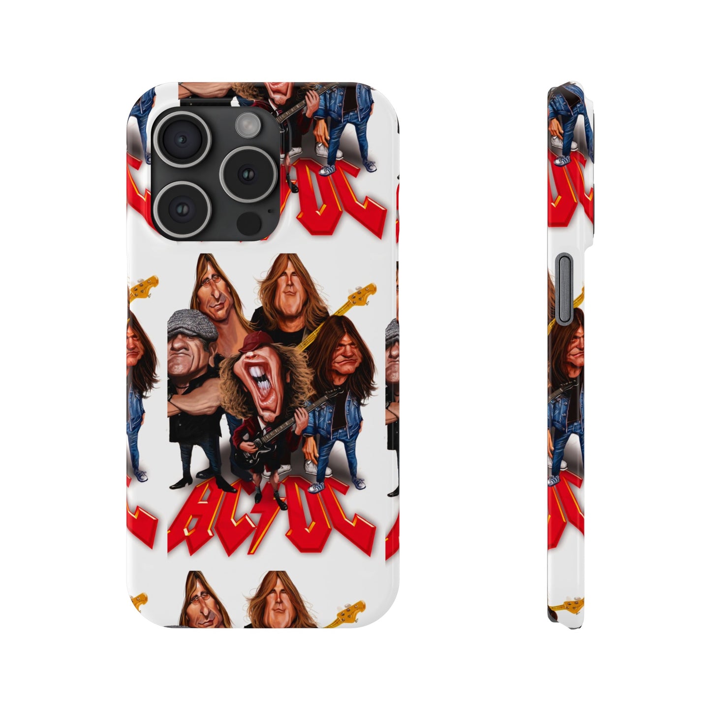 AC/DC Angus Young Rockin Caricatures iPhone 15, 14, 13, 12 Cases