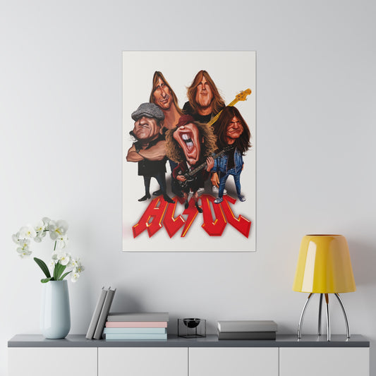 ACDC and Angus Young Rockin' Caricatures - Canvas