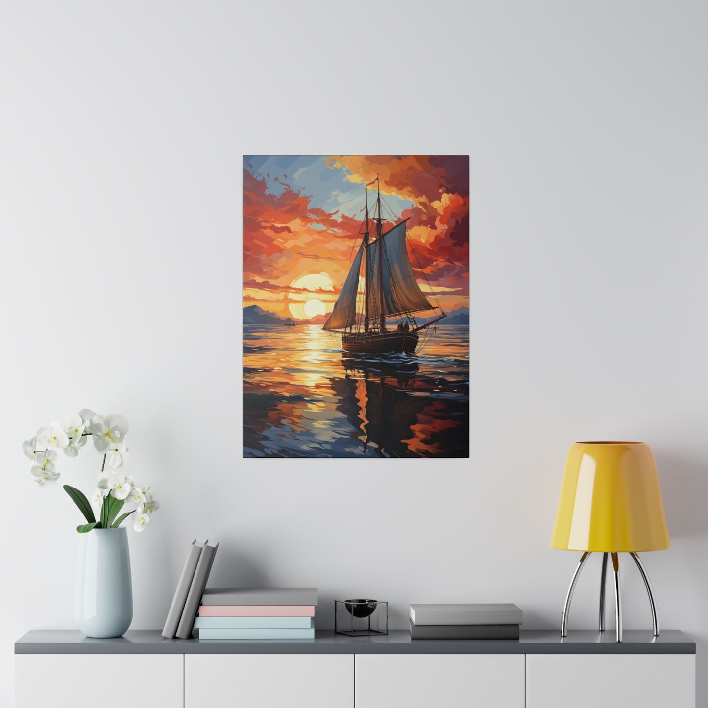 Sailing into the Sunset: Old Sailboat Canvas