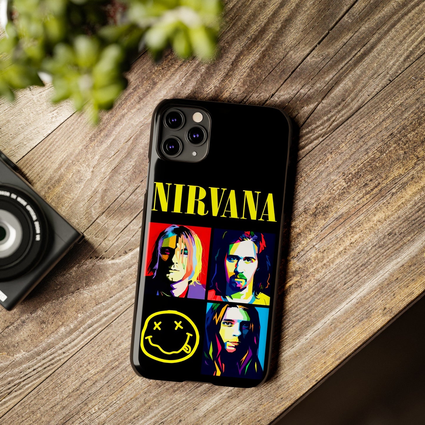Nirvana Tribute: Kurt Cobain iPhone 15, 14, 13, 12, 11 Art in Black