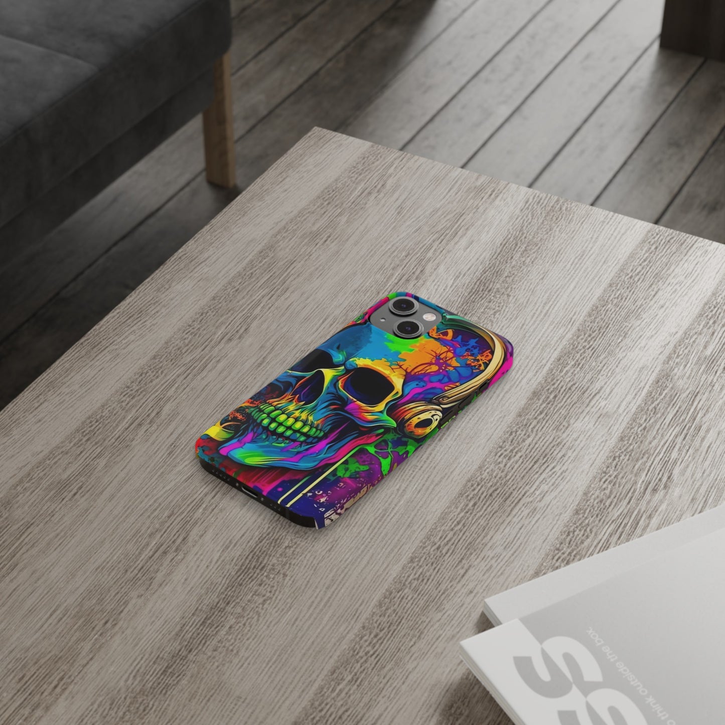 Skull Head with Headphones iPhone 15, 14, 13, 12 Cases: Rock Edition