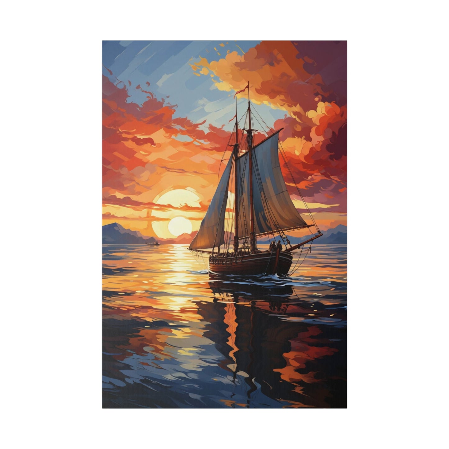 Sailing into the Sunset: Old Sailboat Canvas