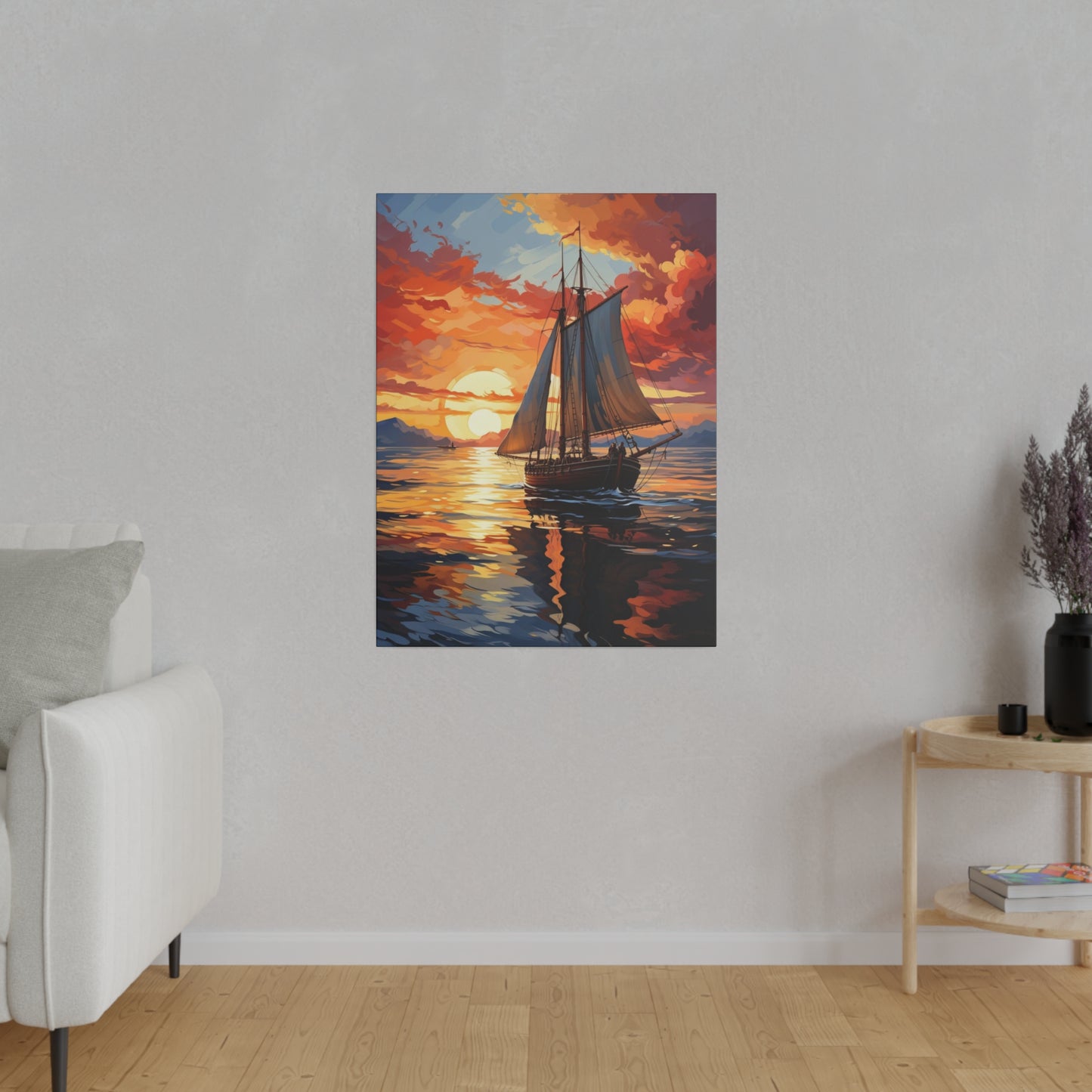 Sailing into the Sunset: Old Sailboat Canvas