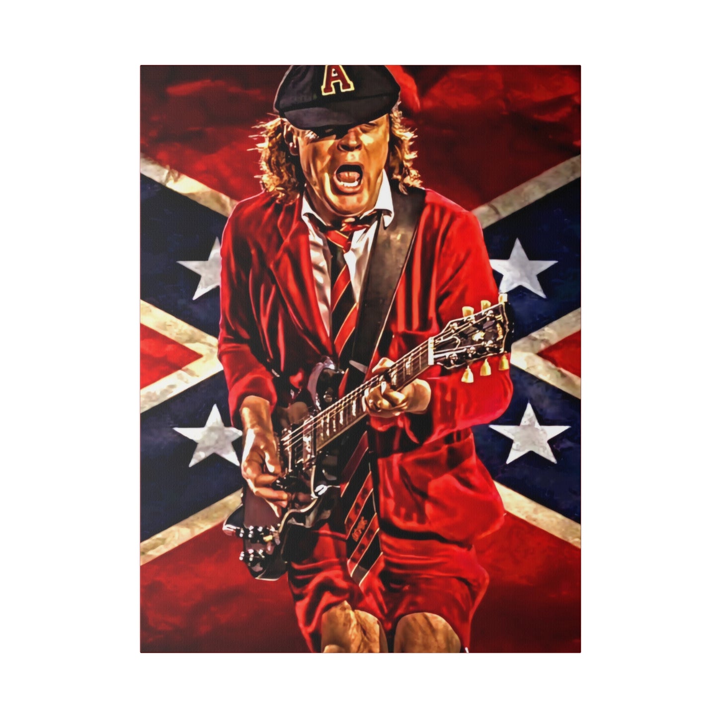 Angus Young from ACDC Guitar Playing - Canvas