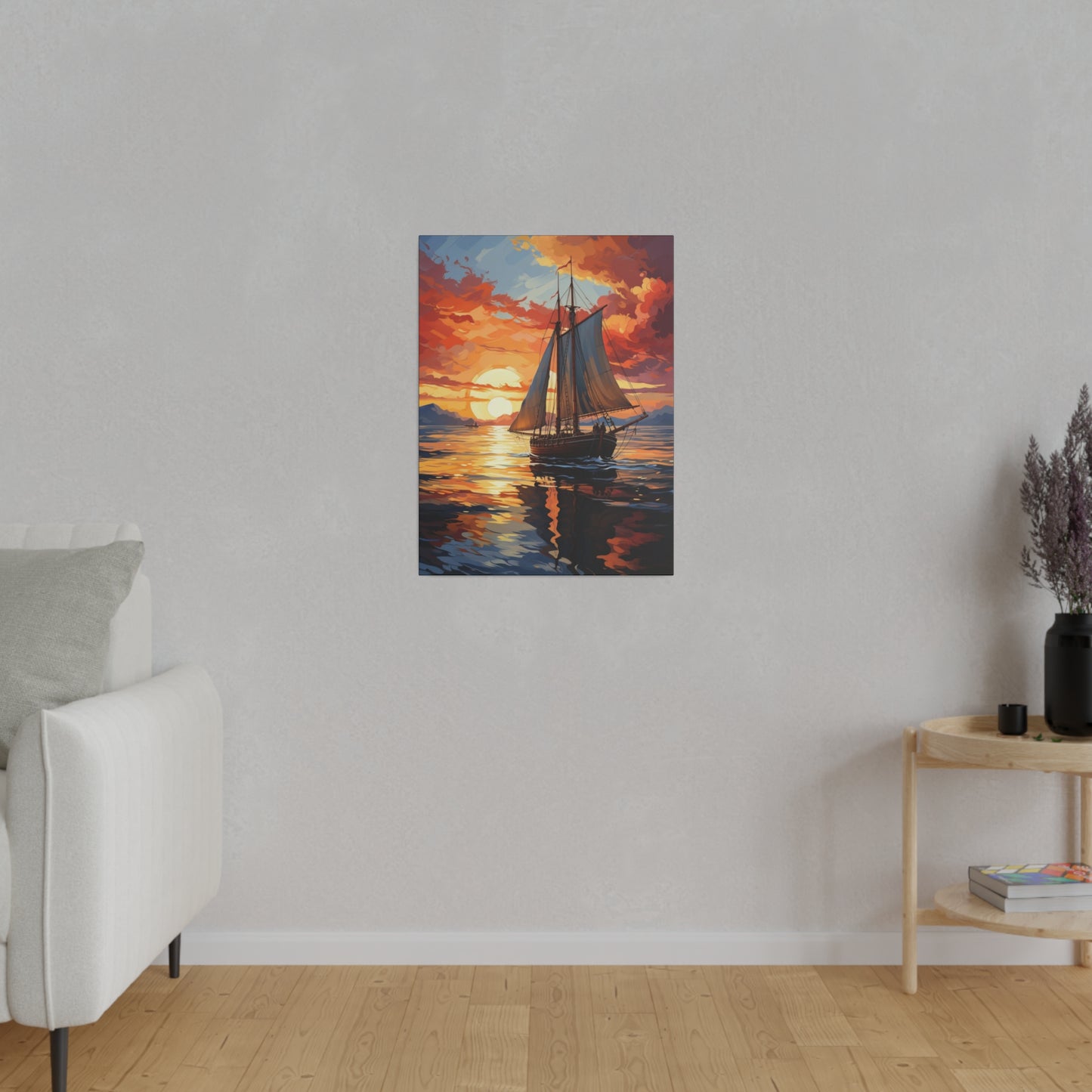 Sailing into the Sunset: Old Sailboat Canvas