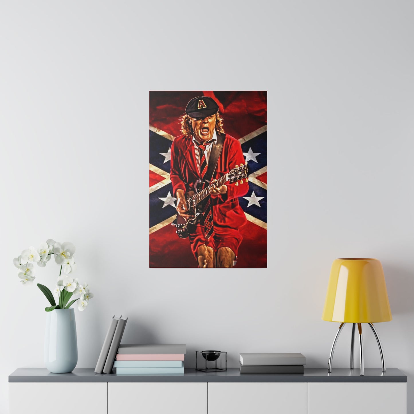 Angus Young from ACDC Guitar Playing - Canvas